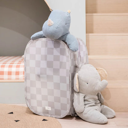Checkerboard Beige Pop-Up Laundry/Toy Hamper