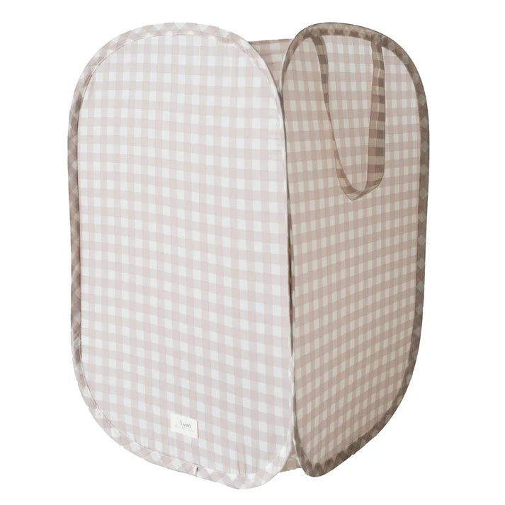 Gingham Beige Pop-Up Laundry/Toy Hamper