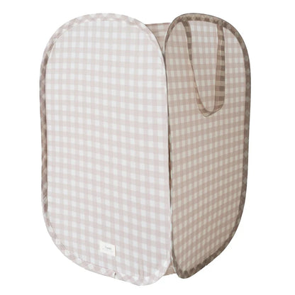 Gingham Beige Pop-Up Laundry/Toy Hamper