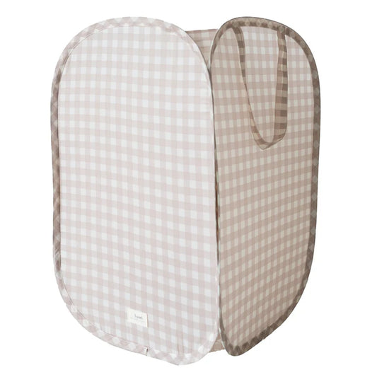 Gingham Beige Pop-Up Laundry/Toy Hamper