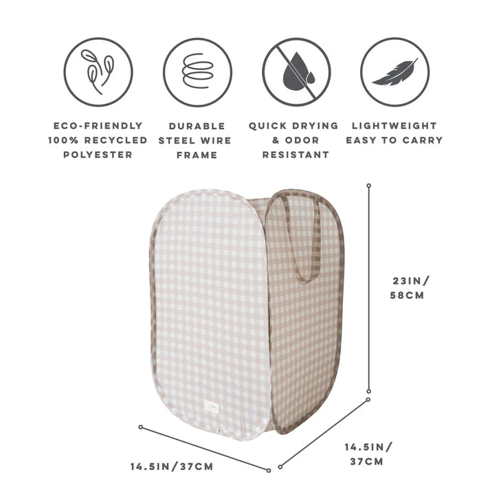 Gingham Beige Pop-Up Laundry/Toy Hamper