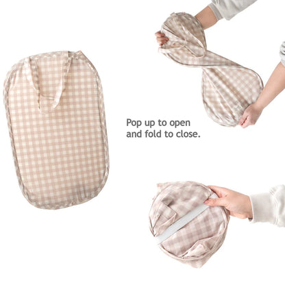 Gingham Beige Pop-Up Laundry/Toy Hamper