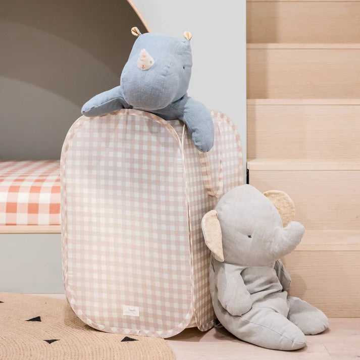 Gingham Beige Pop-Up Laundry/Toy Hamper