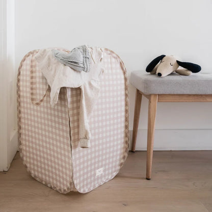 Gingham Beige Pop-Up Laundry/Toy Hamper