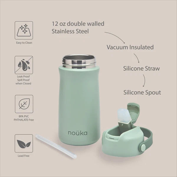 Stainless Steel Drinking Bottle 12 Oz Susan Collection - Moss