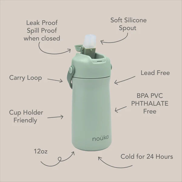Stainless Steel Drinking Bottle 12 Oz Susan Collection - Moss