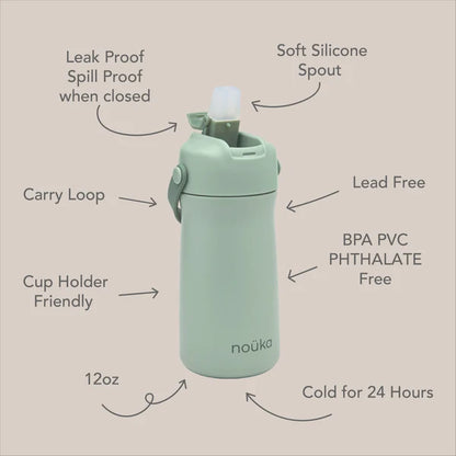 Stainless Steel Drinking Bottle 12 Oz Susan Collection - Moss