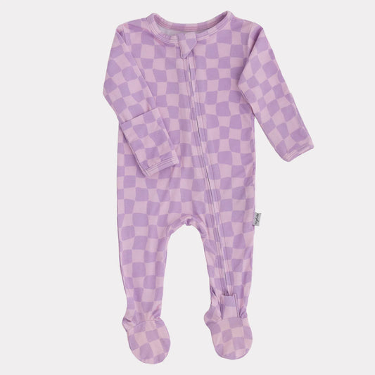 Purple Wavy Checks Sleeper/Romper