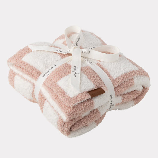 Pink Check Plush Blanket