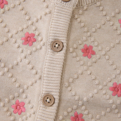 Pink Floral Knit Cardigan