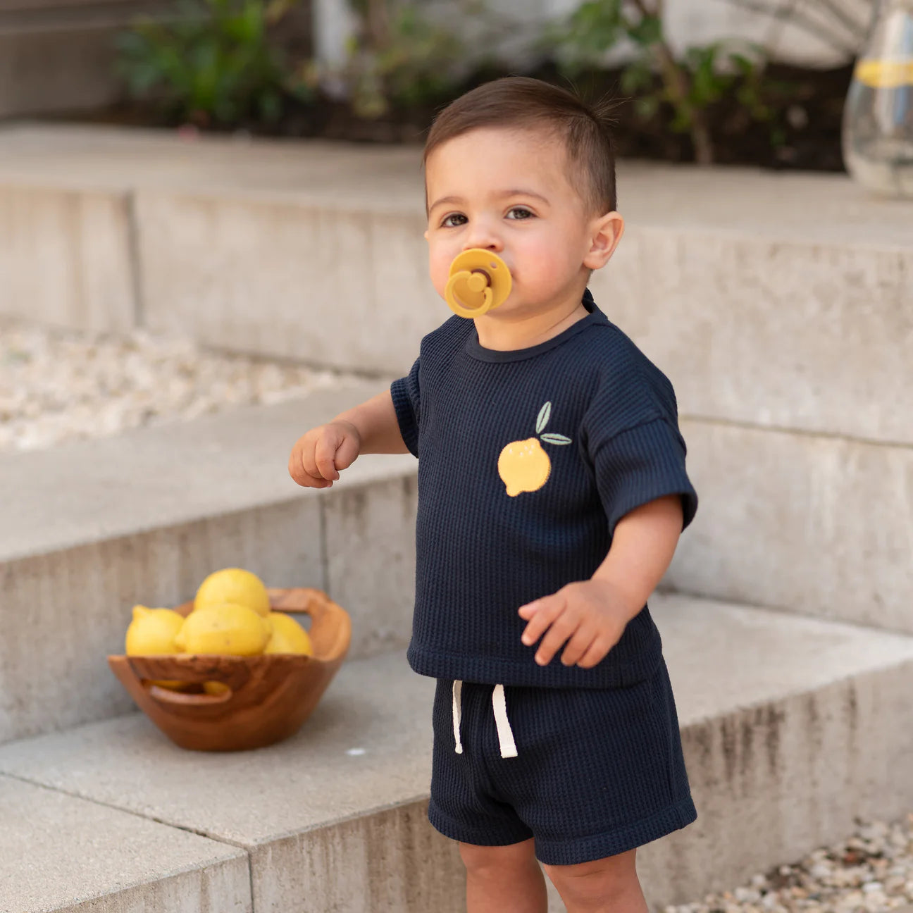 Lemon Navy Shorts Set