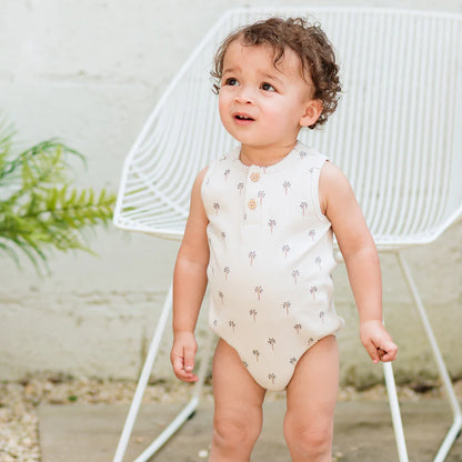 Palm Tree Ribbed Bubble Romper