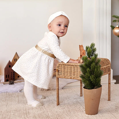 Golden Dots Pattern on Velour 3pc Dress Set