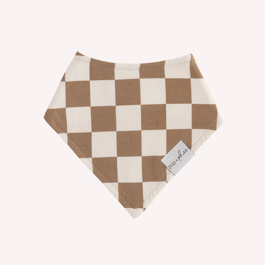 Brown Check Bamboo Bandana Bib