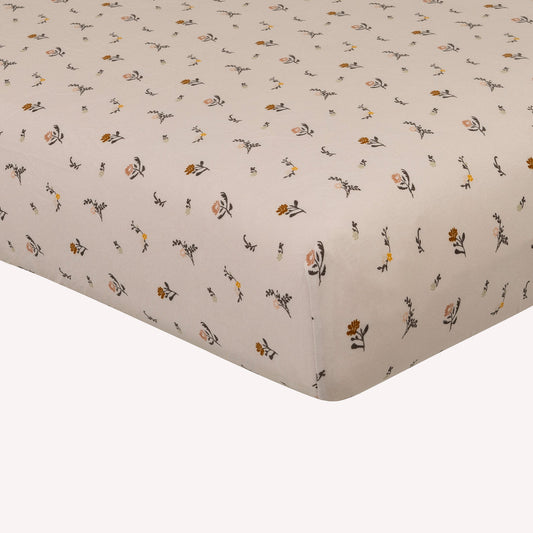 Off White Floral Bamboo Crib Sheet