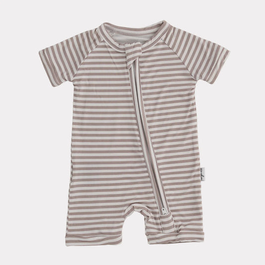 Coffee Stripe Bamboo Shortie Playsuits