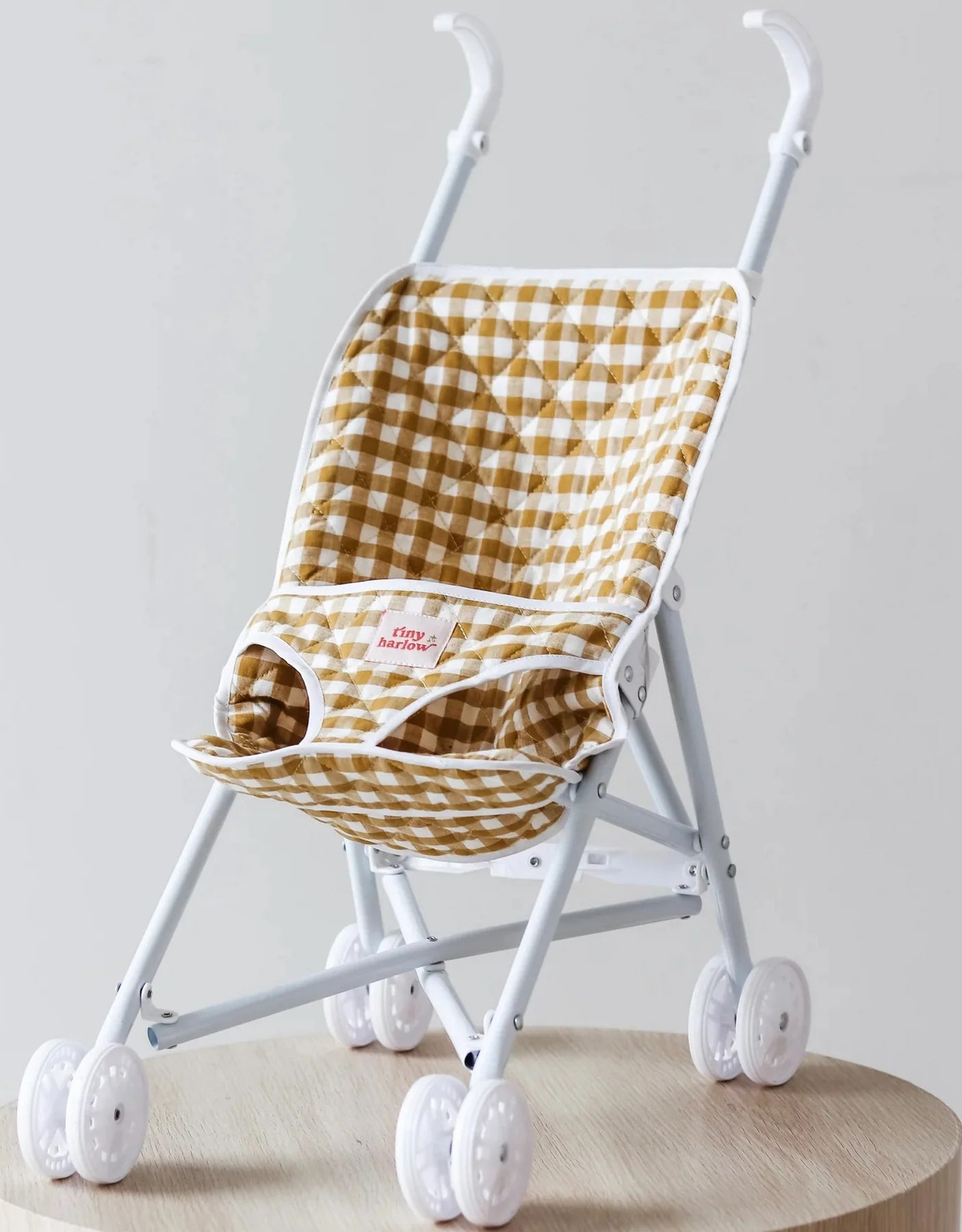 Folding Dolls Stroller- Mustard Ginghaam