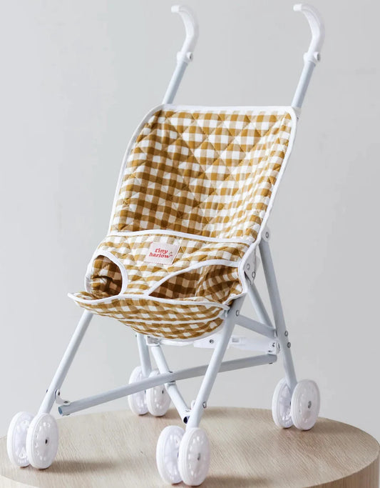 Doll Stroller - Gingham Mustard