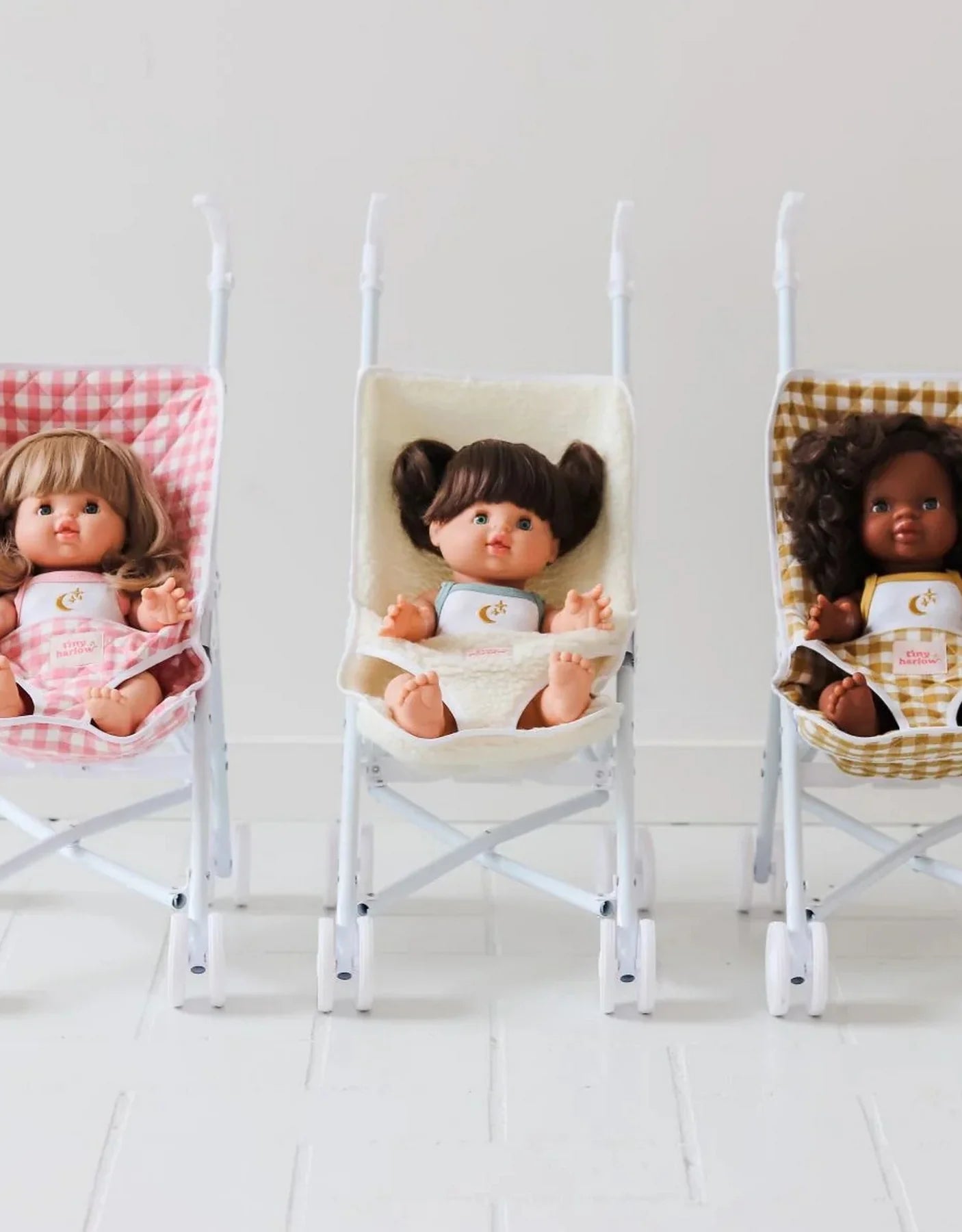 Folding Dolls Stroller- Mustard Ginghaam