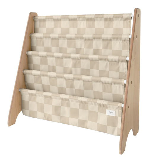 Checkerboard beige Fabric Book Rack