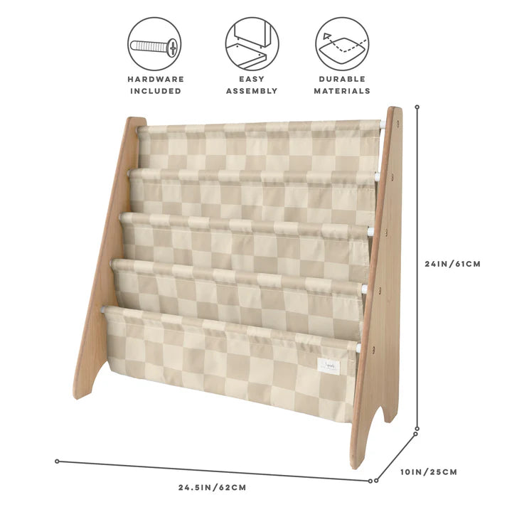 Checkerboard beige Fabric Book Rack