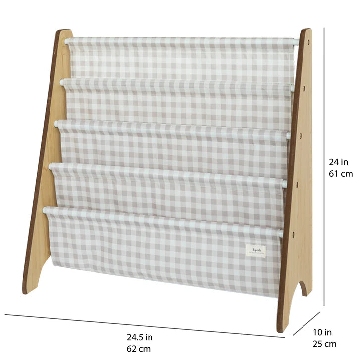 Beige Gingham Book Rack
