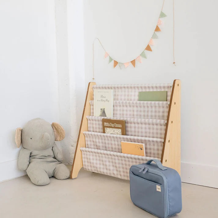 Beige Gingham Book Rack
