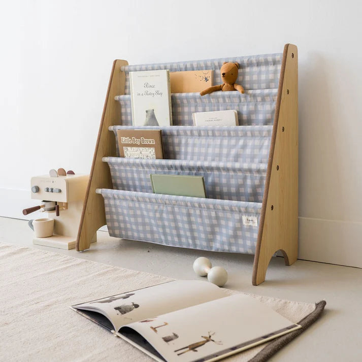 Blue Gingham Book Rack