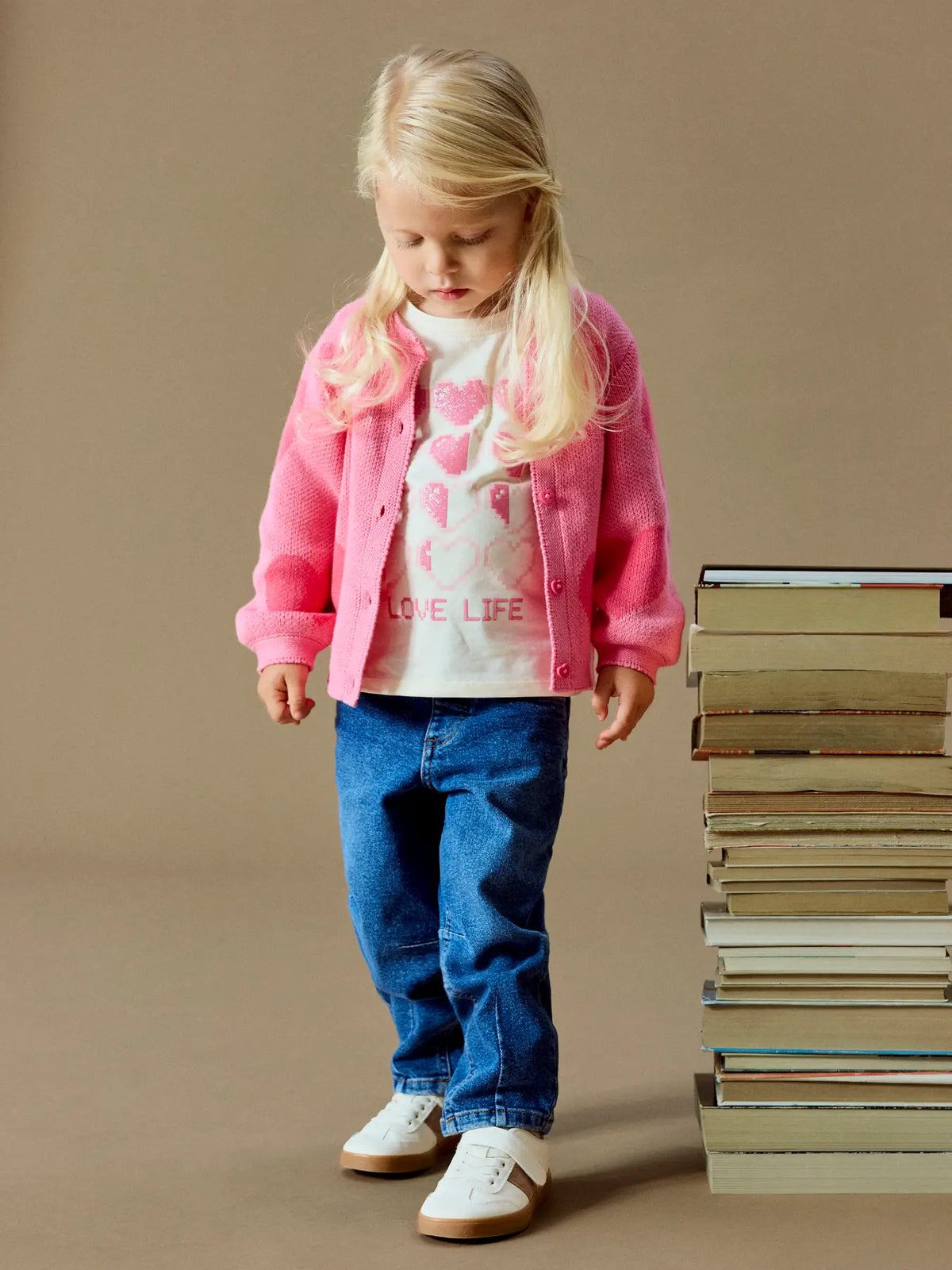 Pink Heart Knitted Sweater