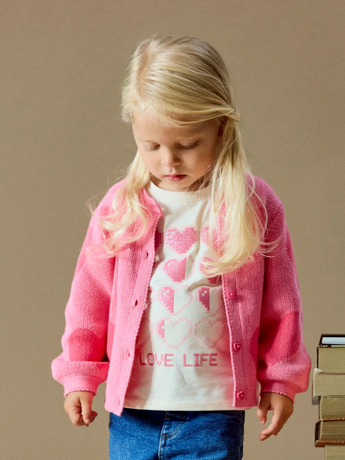 Pink Heart Knitted Sweater
