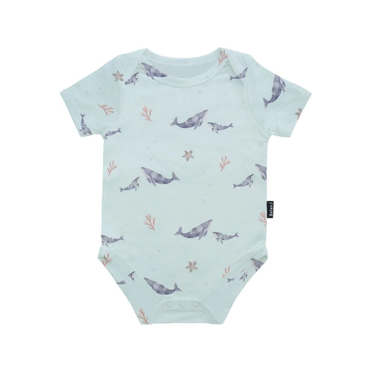 Short Sleeve Onesie - Blue Whales