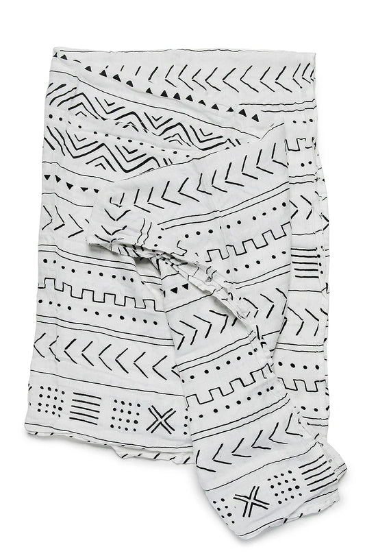 White Mudcloth Muslin Swaddle