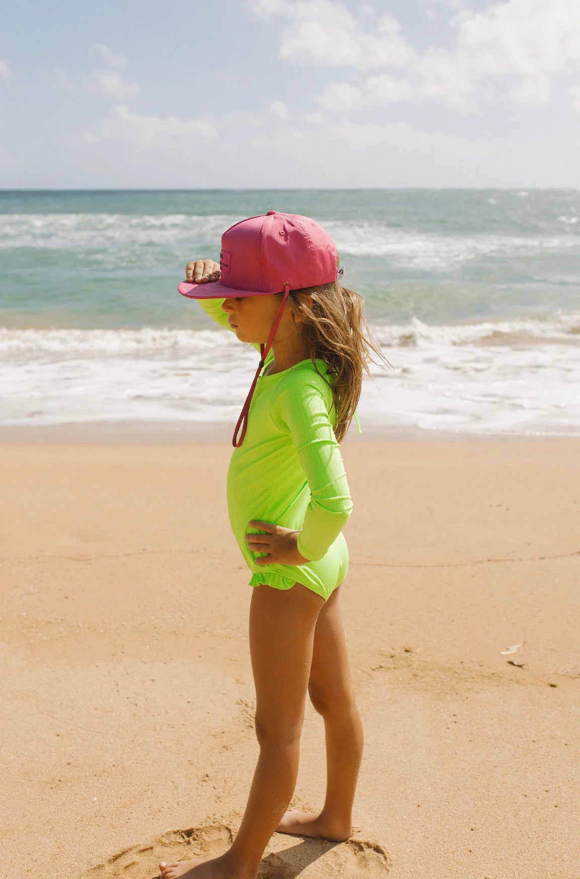 Green Gecko Ribbed Ruffle Rashguard Suit