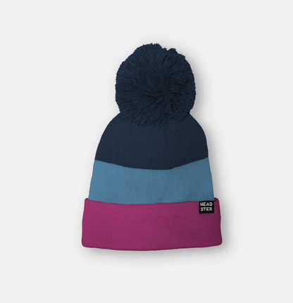 Tricolor Beanie Lined with Fleece - Blue Fog