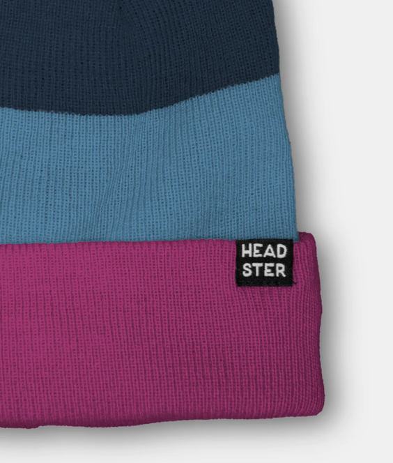 Tricolor Beanie Lined with Fleece - Blue Fog