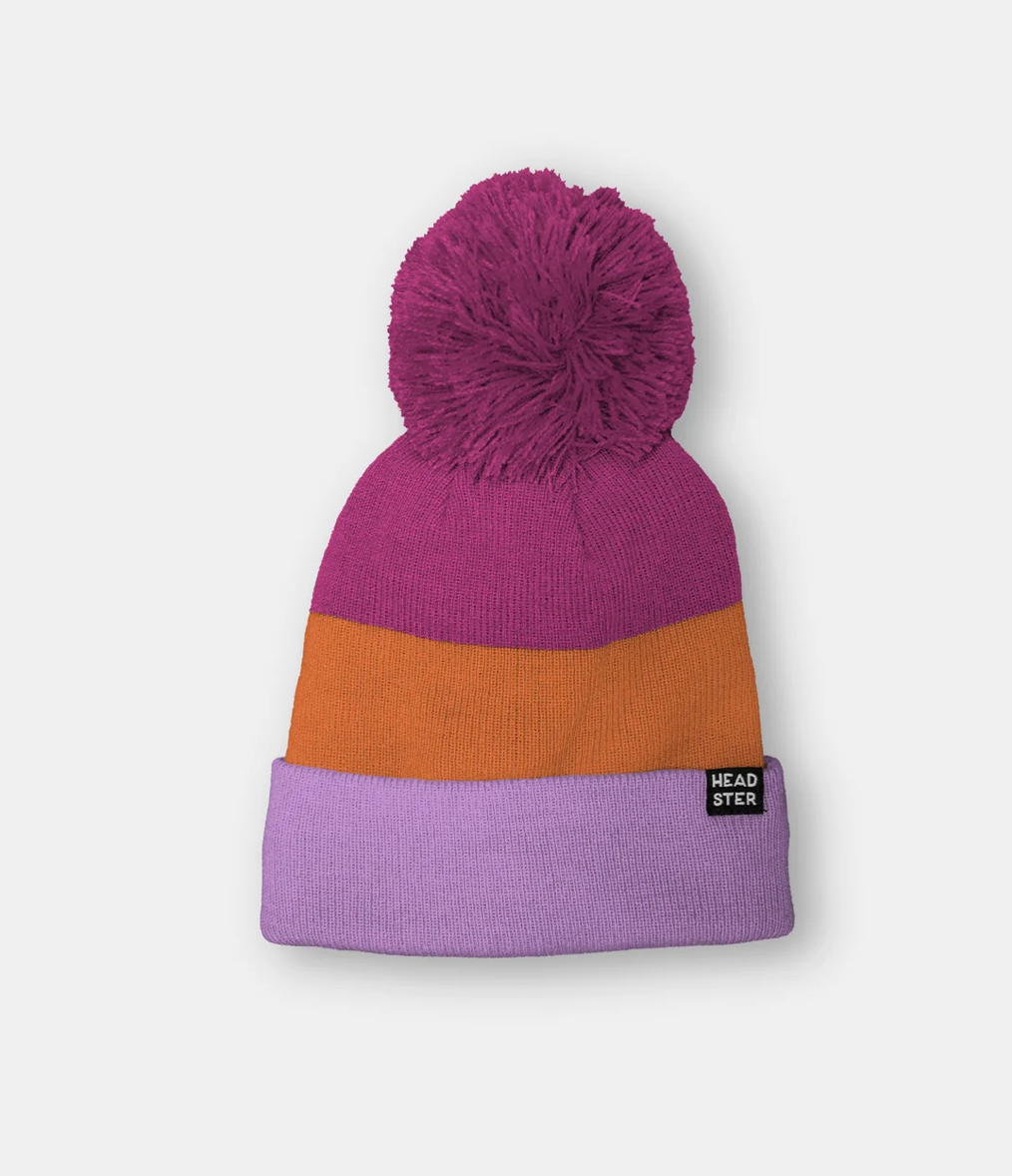 Tricolor Beanie Lined with Fleece - Lavender Haze