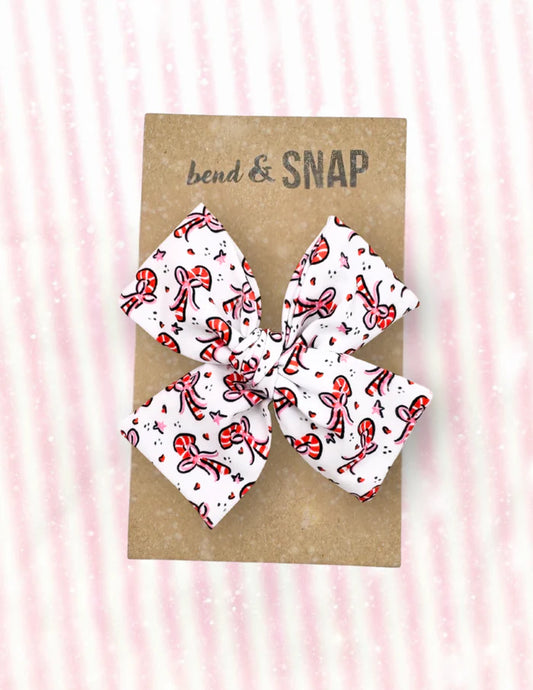 Candy Cane with Bow // Hand-Tied Clip