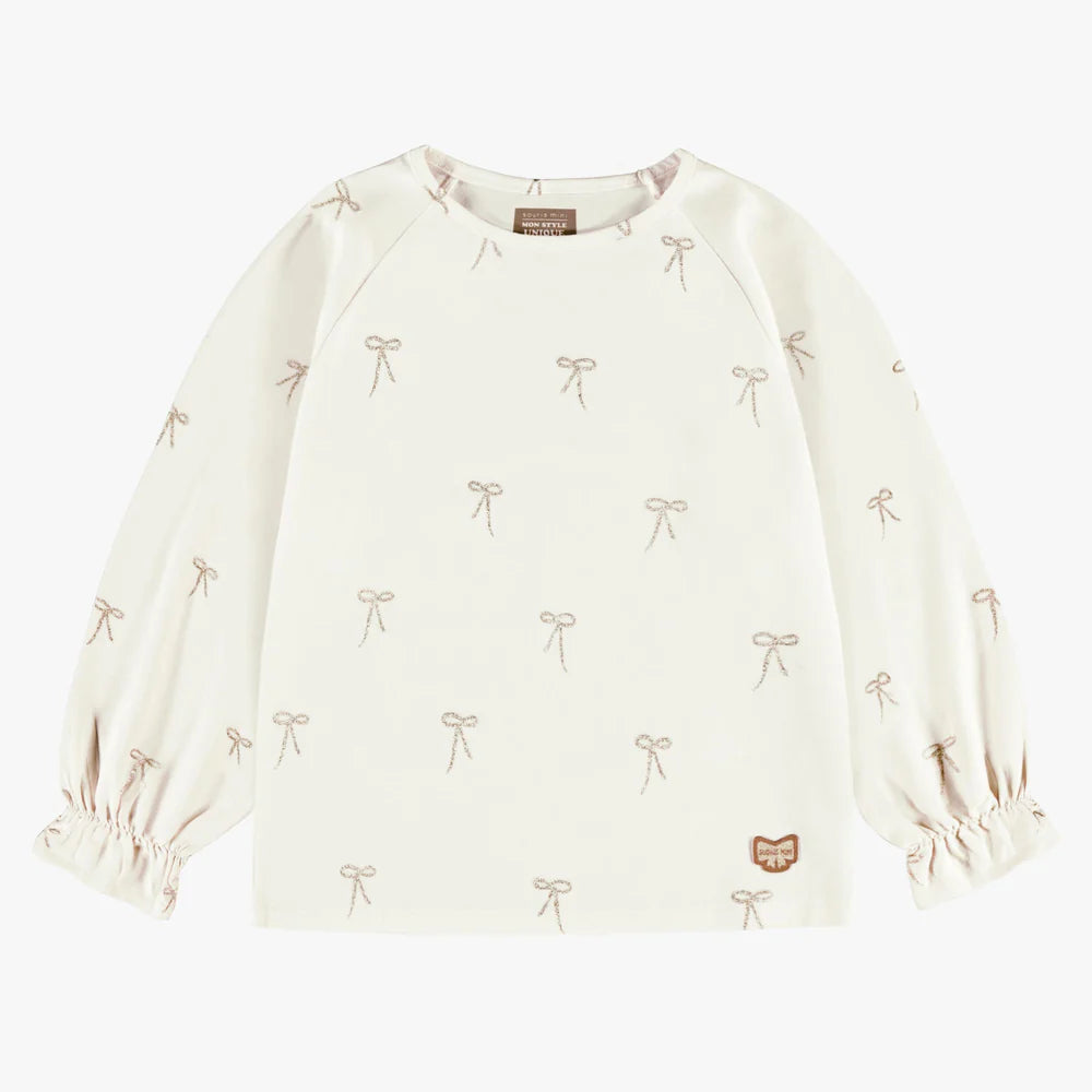 Cream Shirt with Bow Detail