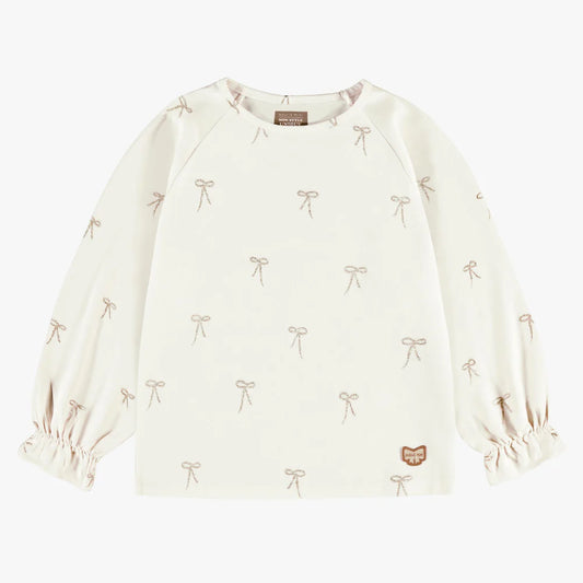 Cream Shirt with Bow Detail