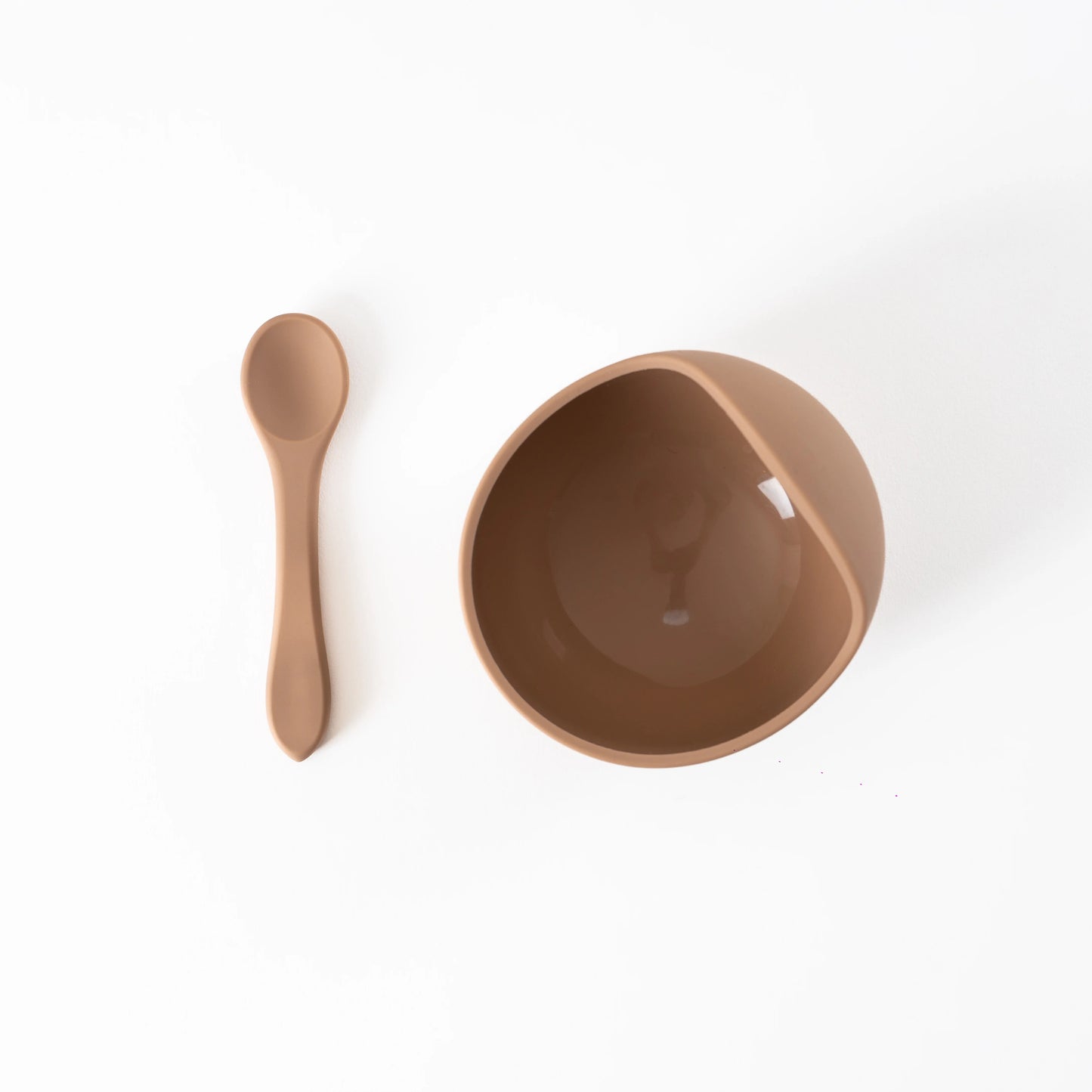 Taupe Silicone Suction Bowl and Spoon Set