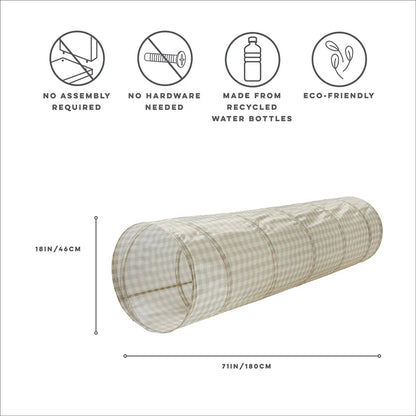 Gingham Beige Recycled Fabric Play Tunnel