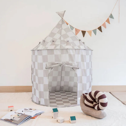Checkerboard Beige Play Tent Castle