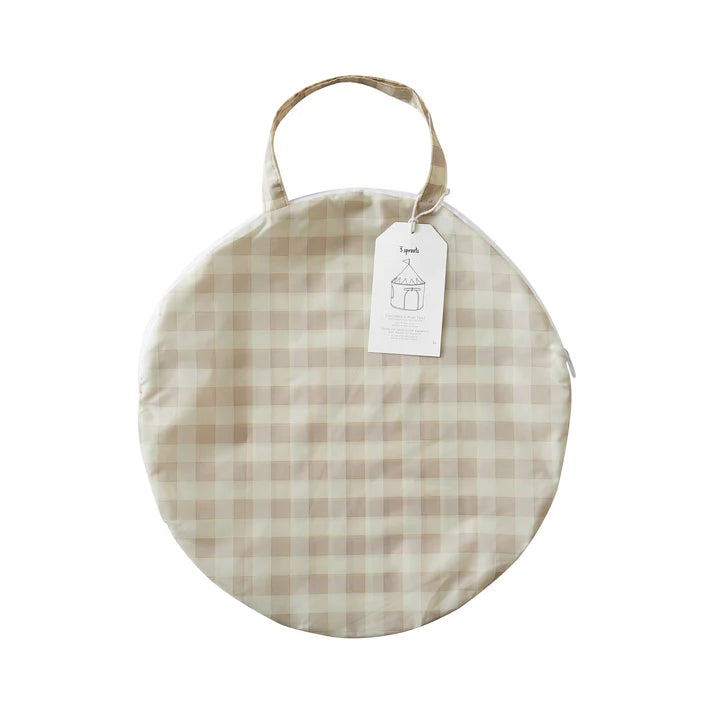 Gingham Beige Play Tent