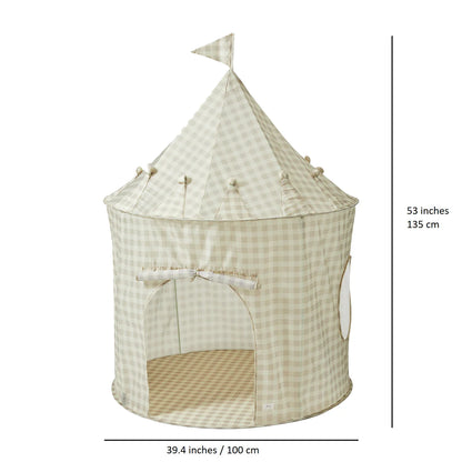 Gingham Beige Play Tent Castle