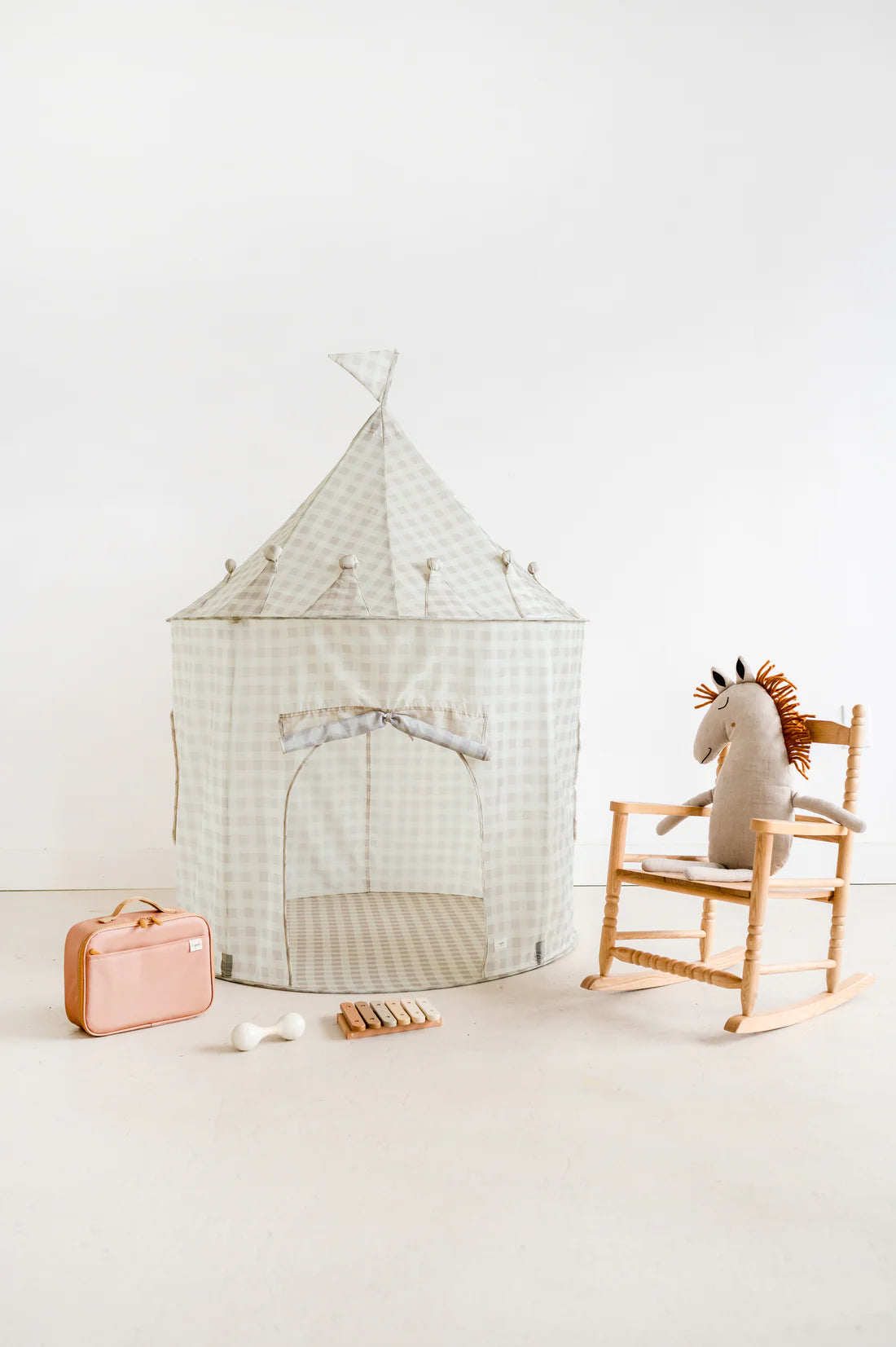 Gingham Beige Play Tent