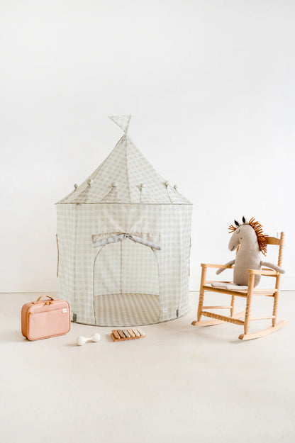 Gingham Beige Play Tent Castle