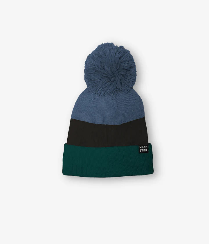 Tricolor Beanie Lined With Fleece - Blue Spruce
