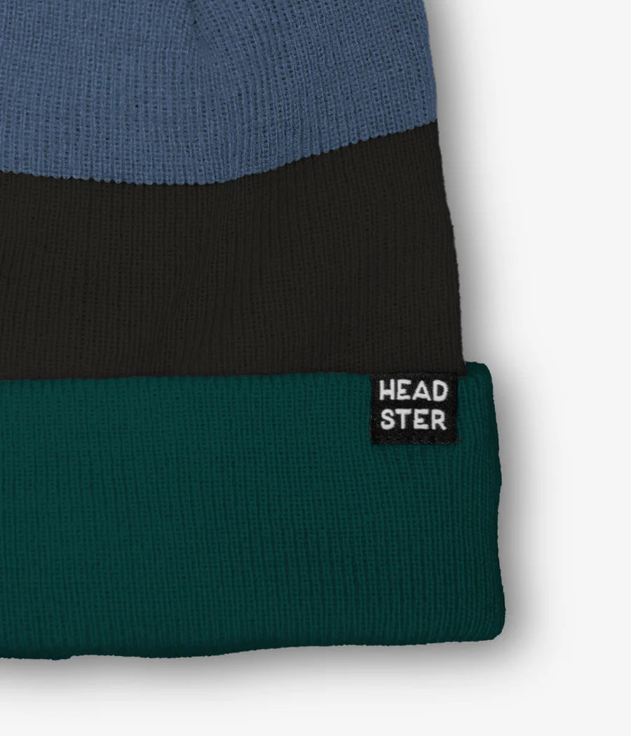 Tricolor Beanie Lined With Fleece - Blue Spruce