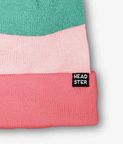Tricolor Beanie Lined With Fleece - Coral Love