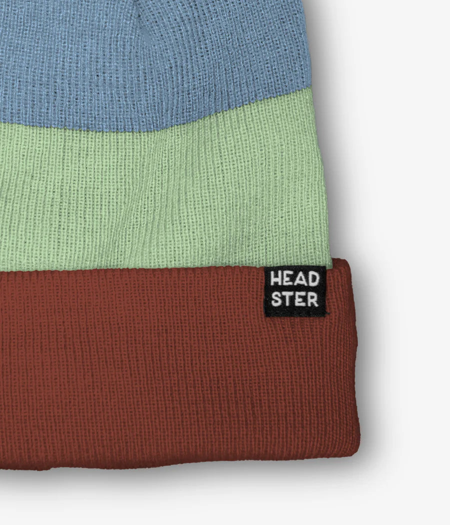 Tricolor Beanie Lined With Fleece - Red Clay